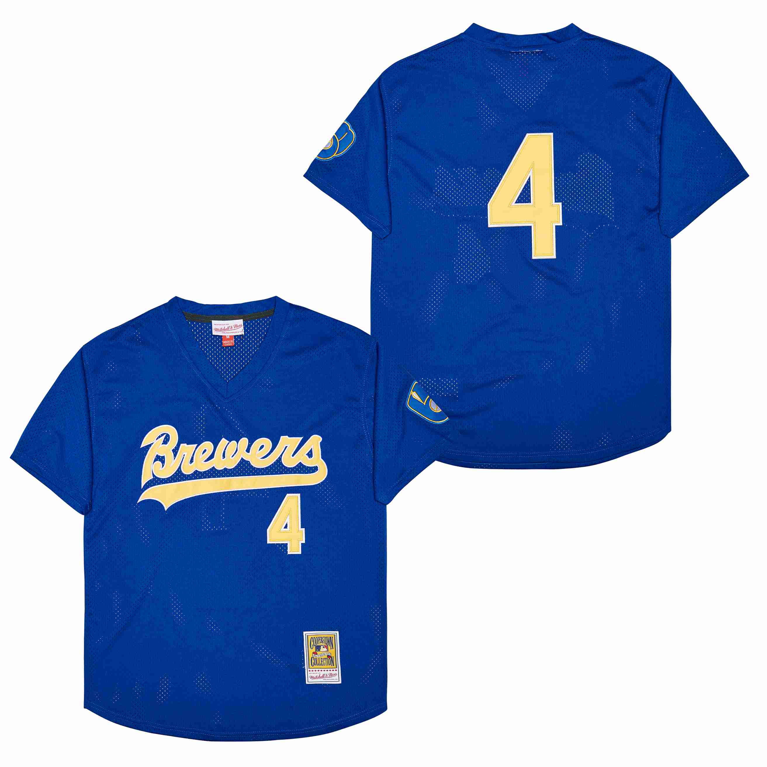 Men Milwaukee Brewers 4 Molitor blue Throwback MLB Jerseys